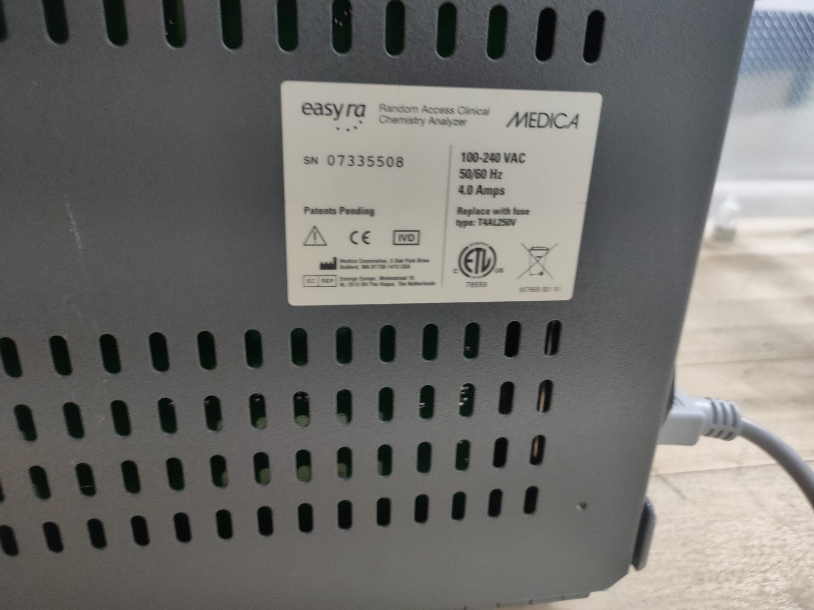 Medica EasyRA Clinical Chemistry Analyzer-Tested