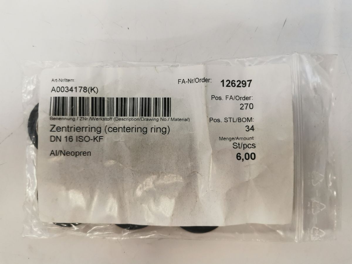 CENTERING RING DN16 ISO-KF aluminium/black 6 pack NEW