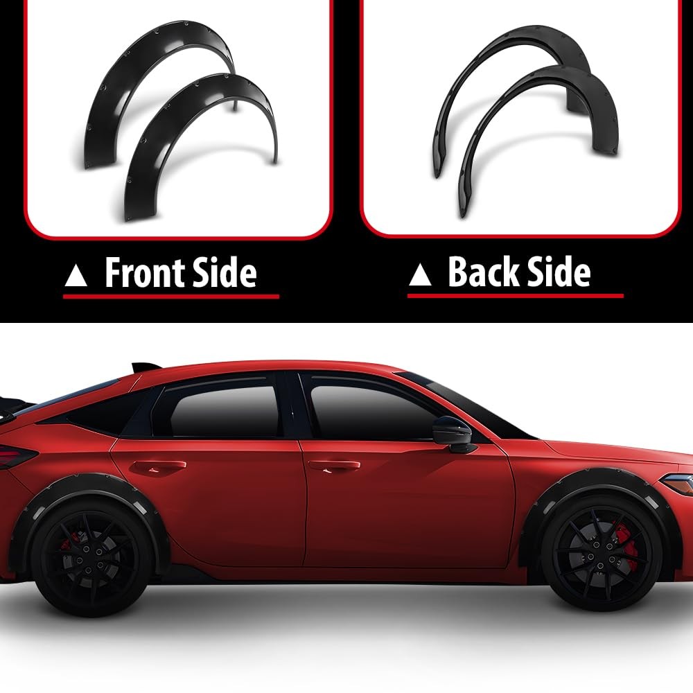 Fender Flares Wide Body Kit Wheel Arches Protector Cover Honda Civic Black 4Pcs