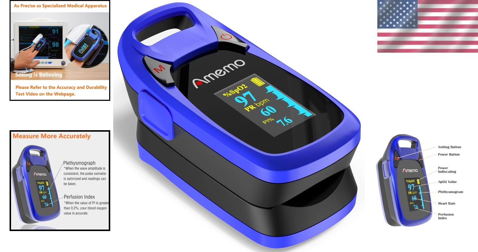 OLED Fingertip Pulse Oximeter with Plethysmograph