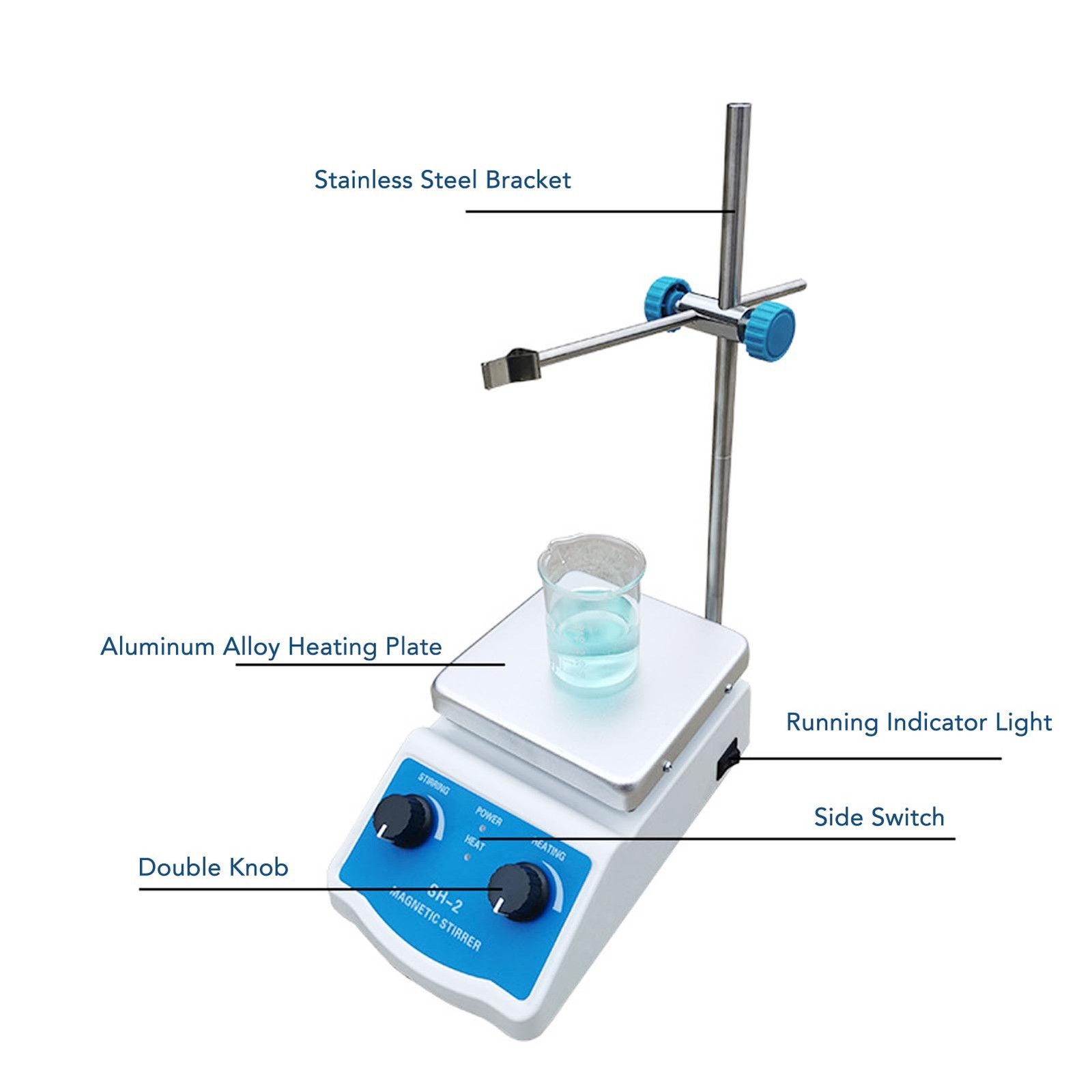 2000ml Magnetic Stirrer 0-1600RPM Hotplate Hot Plate Mixer Magnetic Mixer