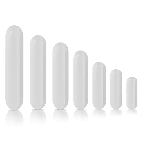 7 Pcs Magnetic Stir Bar Set with Teflon Cover, Lab Stir Plate Bar, White