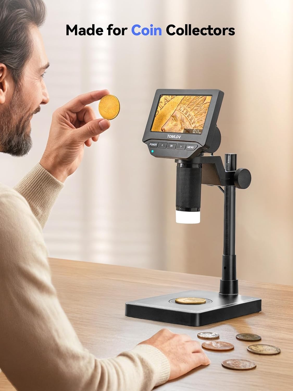 TOMLOV WIFI 1000x Digital Microscope Coin Magnifier solder workbench 4.3″ Screen