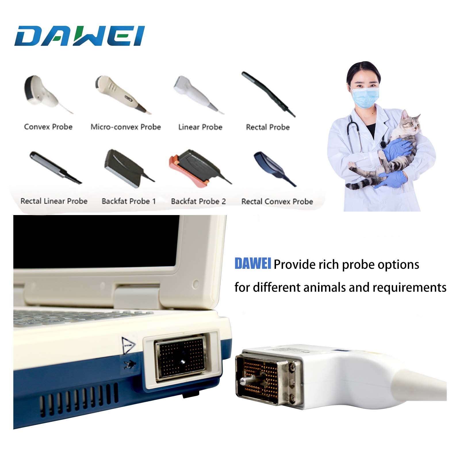 Laptop Veterinary Ultrasound Machine Scanner Convexprobe for Pet Vet Pregnancy