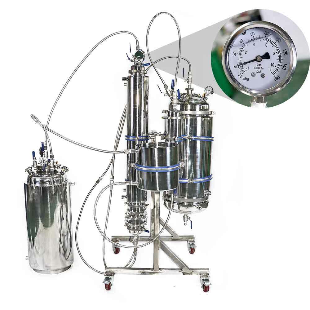 10LB Jacketed Closed Loop Extractor Double Vacuum Chamber 4″*36″ with Bracket