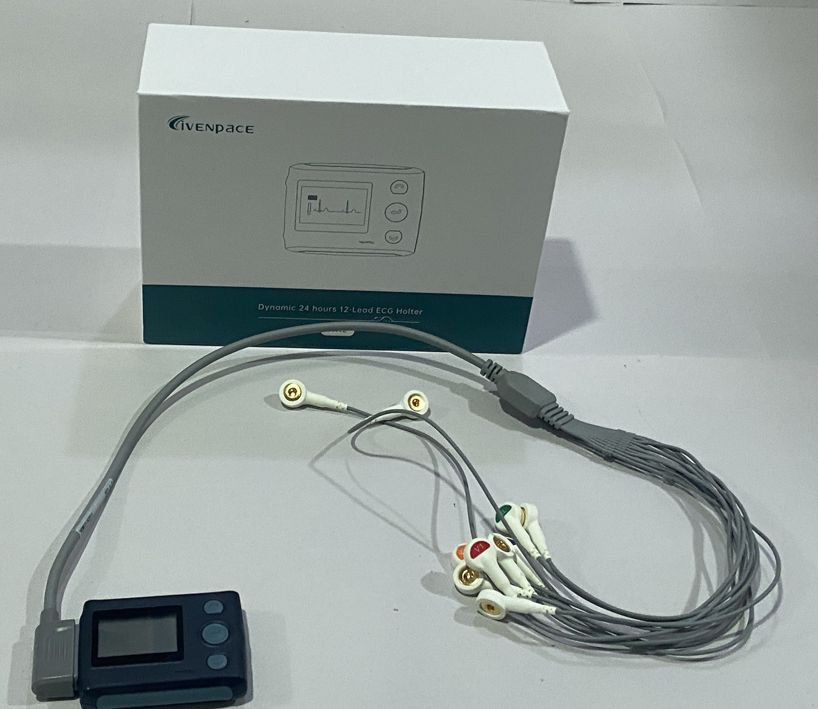 Livenpace TH12 12-Lead ECG Holter Monitor 24 Hour AI Analysis +100 Electrodes