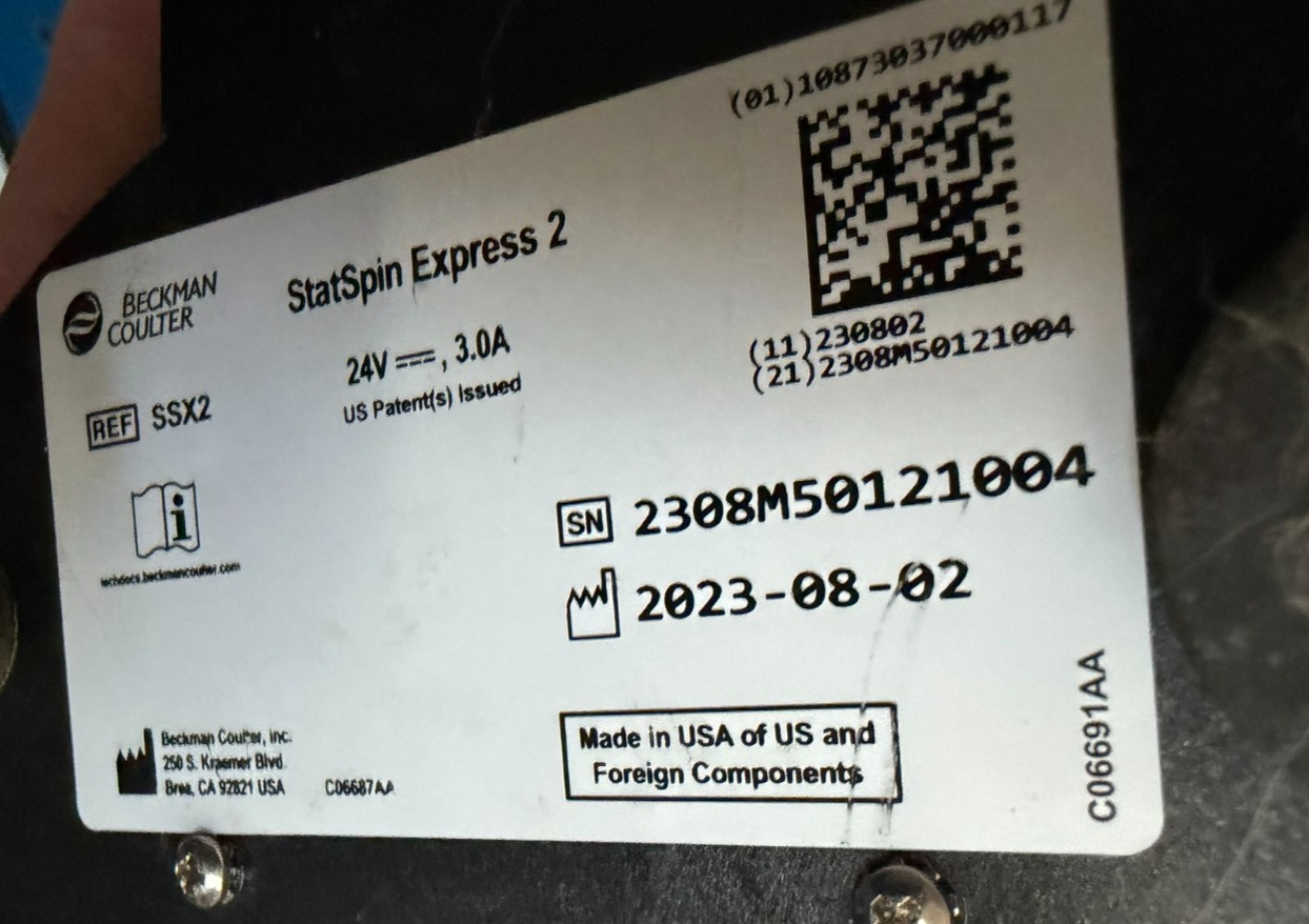 Beckman Coulter StatSpin Express 2 Centrifuge Laboratory Blood Sample 120V