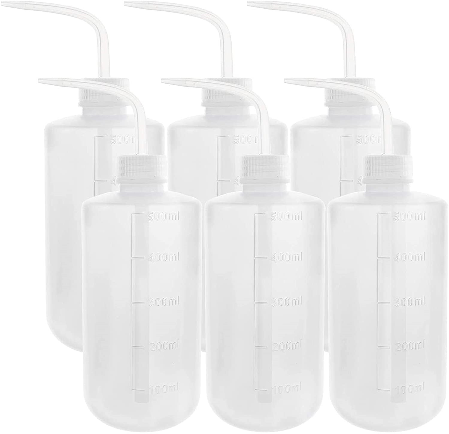 6pcs/set Plastic Safety Wash Bottle/Lab Squeeze Bottle 500ml LDPE Squirt Bottle
