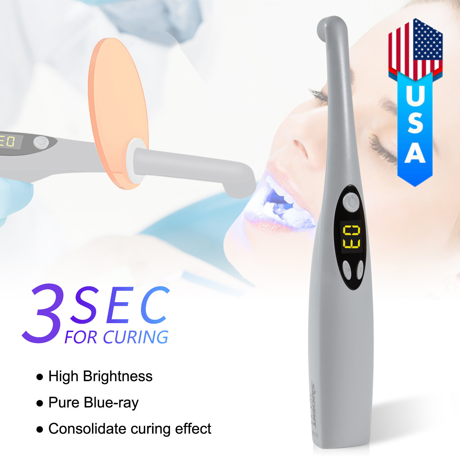 Dental Wireless Led Curing Light 3 Second iLED Cure Lamp Woodpecker DTE Style OR