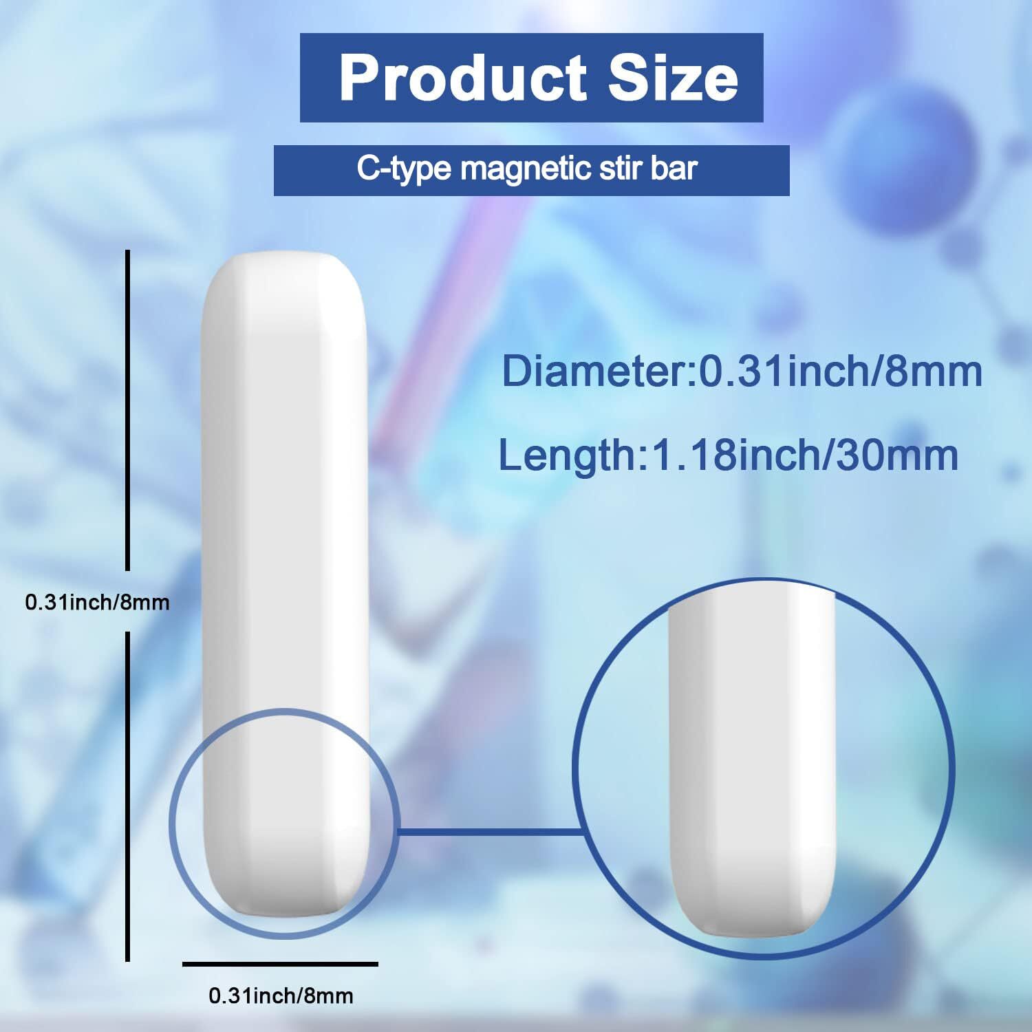 7 Pcs Magnetic Stir Bar Set with Teflon Cover, Lab Stir Plate Bar, White