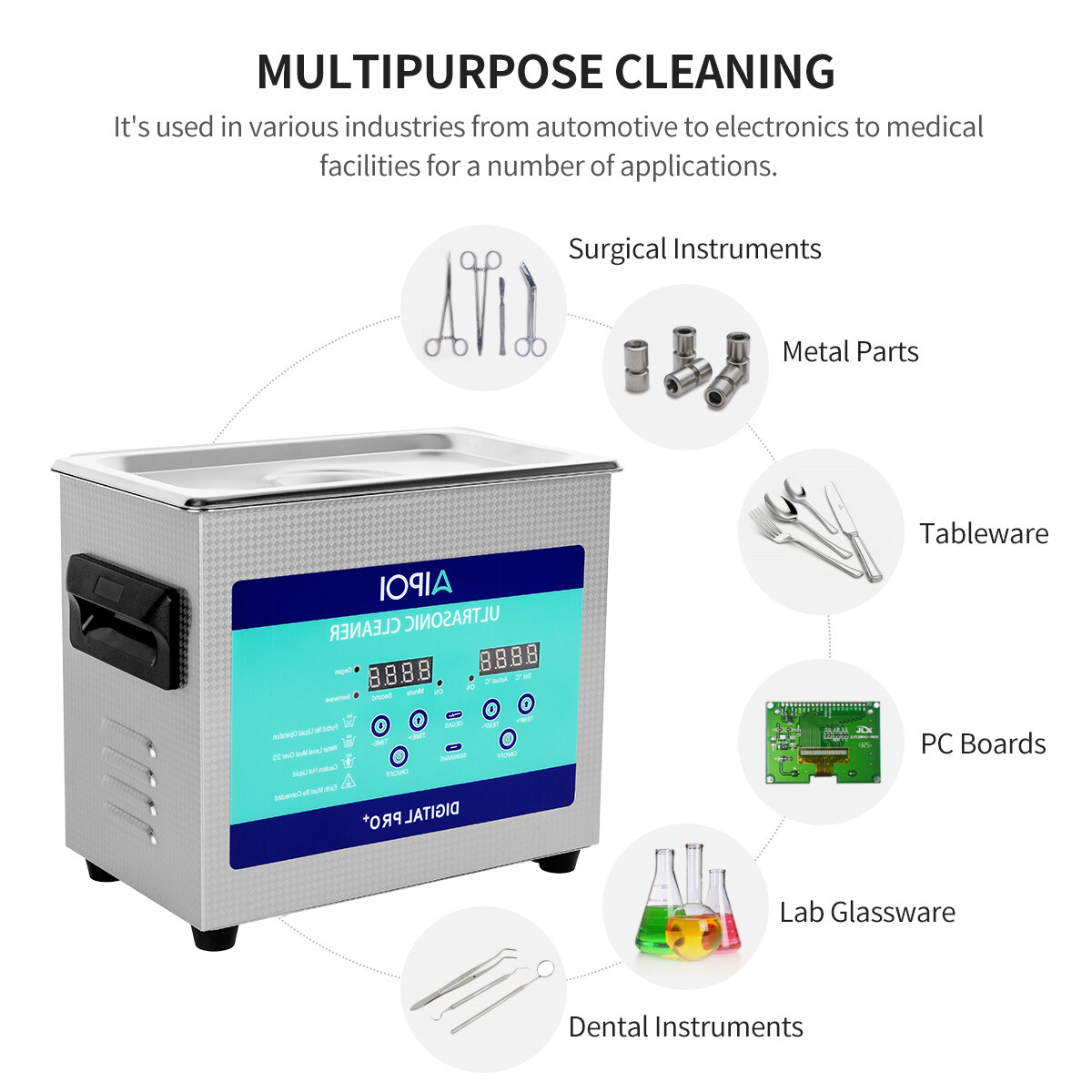 Ultrasonic Cleaner 3.2L Liter Stainless Steel Industry Heated Heater w/Timer US