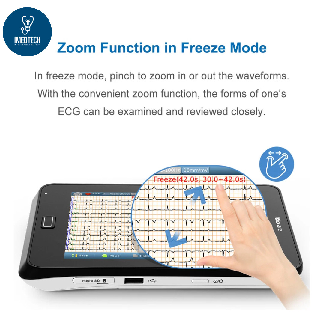 BioCare iE10 Portable 12‑Lead ECG Machine | 12‑Channel Resting EKG | Auto Analys