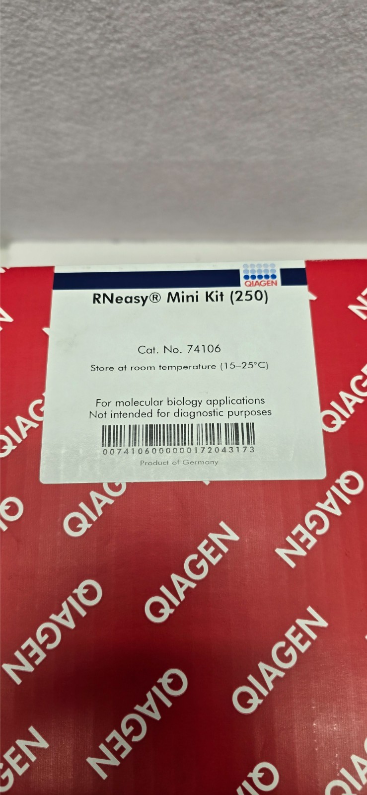 Qiagen – RNeasy Mini Kit (250), Collection Tubes (1.5 ml and 2 ml), (M/N: 74106)