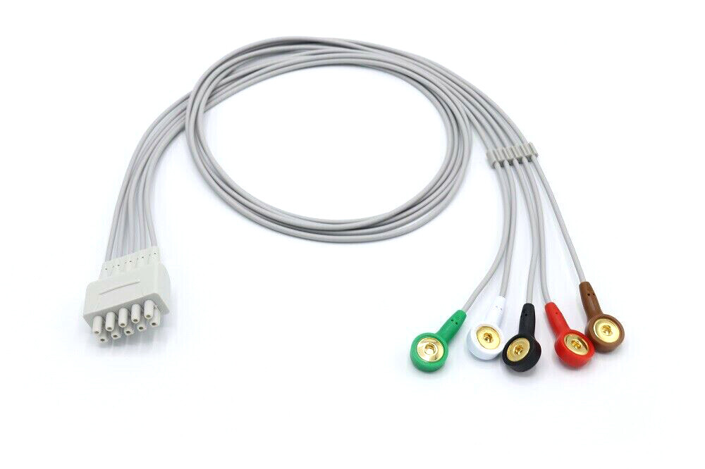 GE Marquette Dash PRO Tram Leadwires 5 Leads Snap ECG Cable – Same Day Shipping