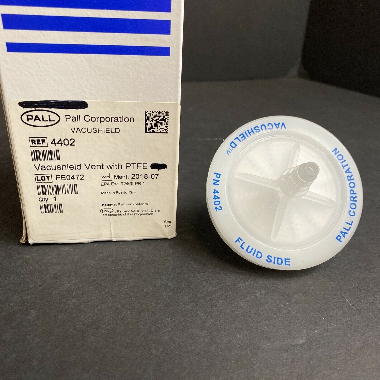 Pall Vent Filter Vacushield 0.2 um Pore 50 mm Hose Barb Box of 3 Filters