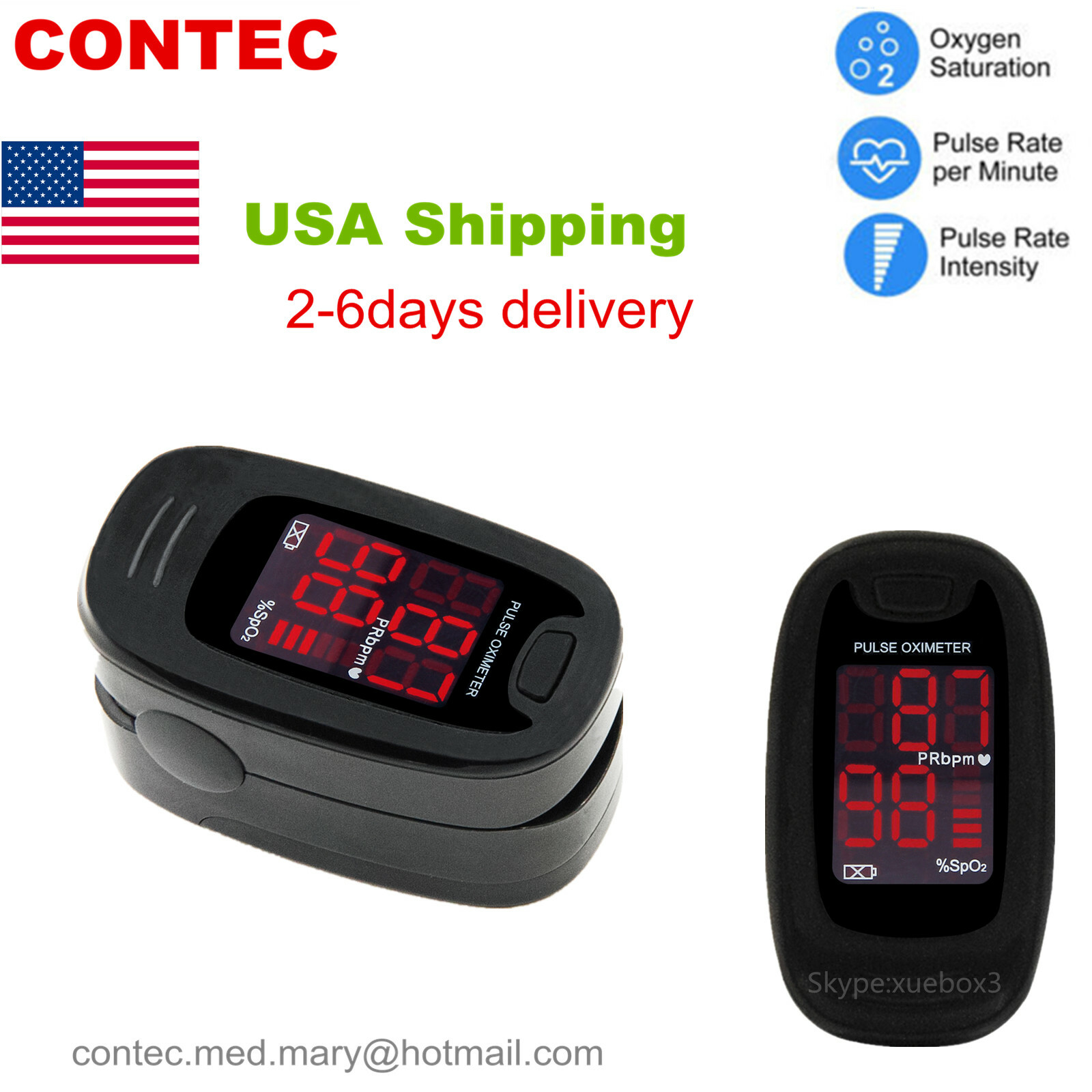 Finger Pulse Oximeter SpO2 Monitor Blood Oxygen Saturation Heart Rate Measuring