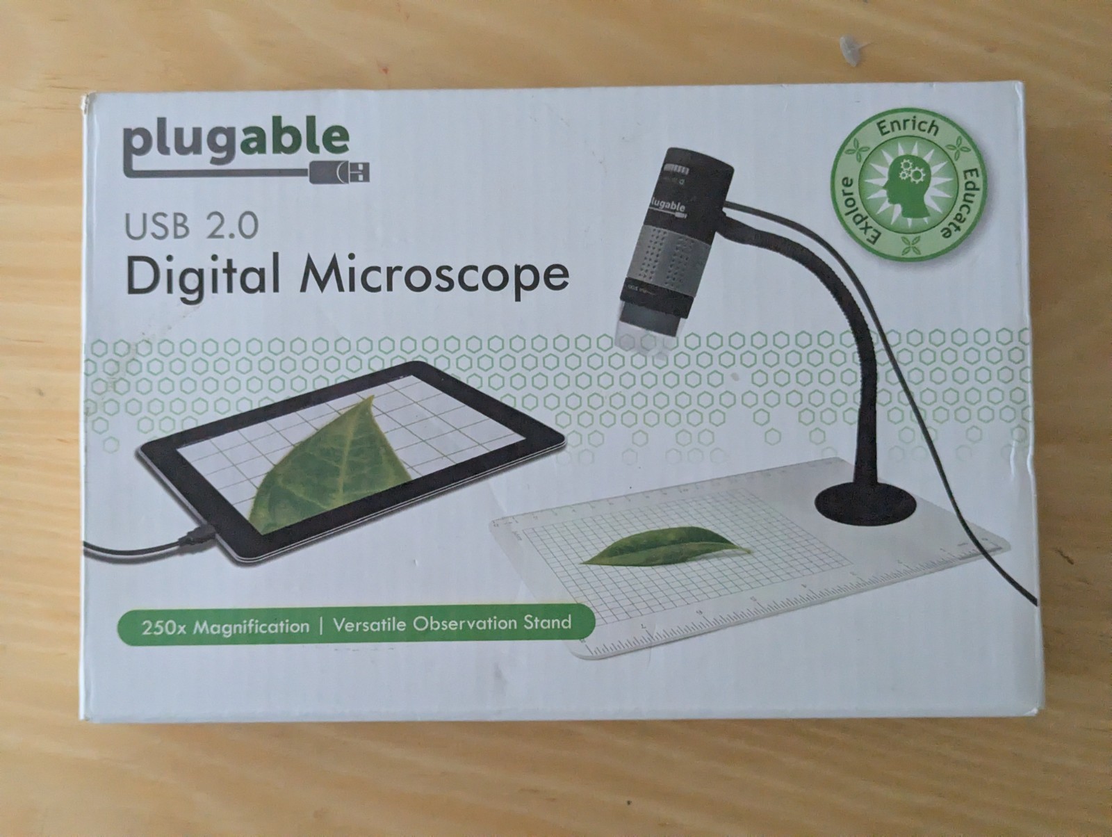USB 2.0 Digital Microscope with Flexible Arm Plugable 250x Magnification