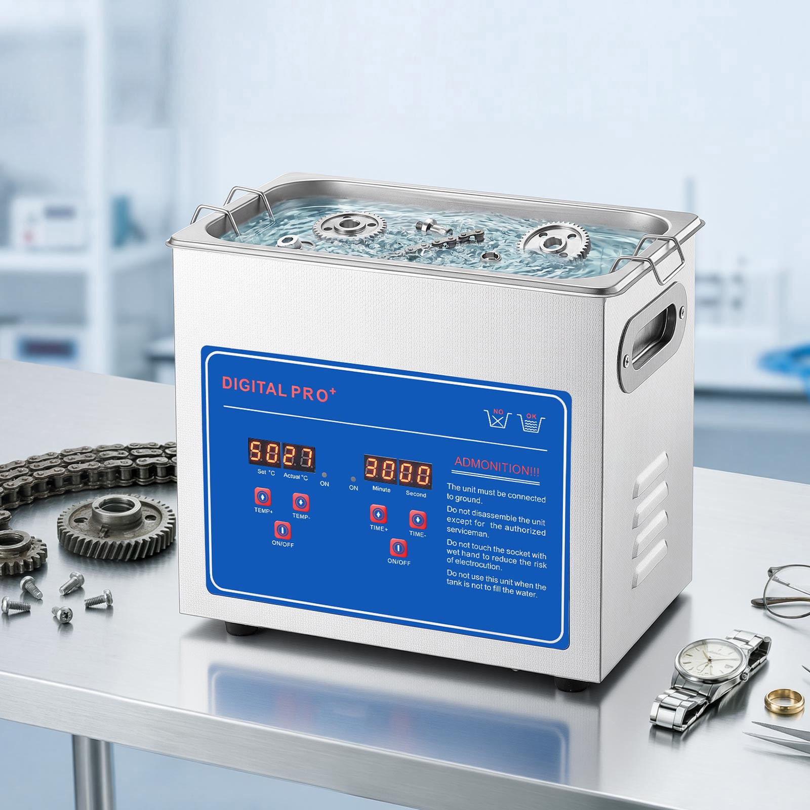Uimoso 3L Ultrasonic Cleaner 40kHz for Jewelry and Small Parts Cleaning