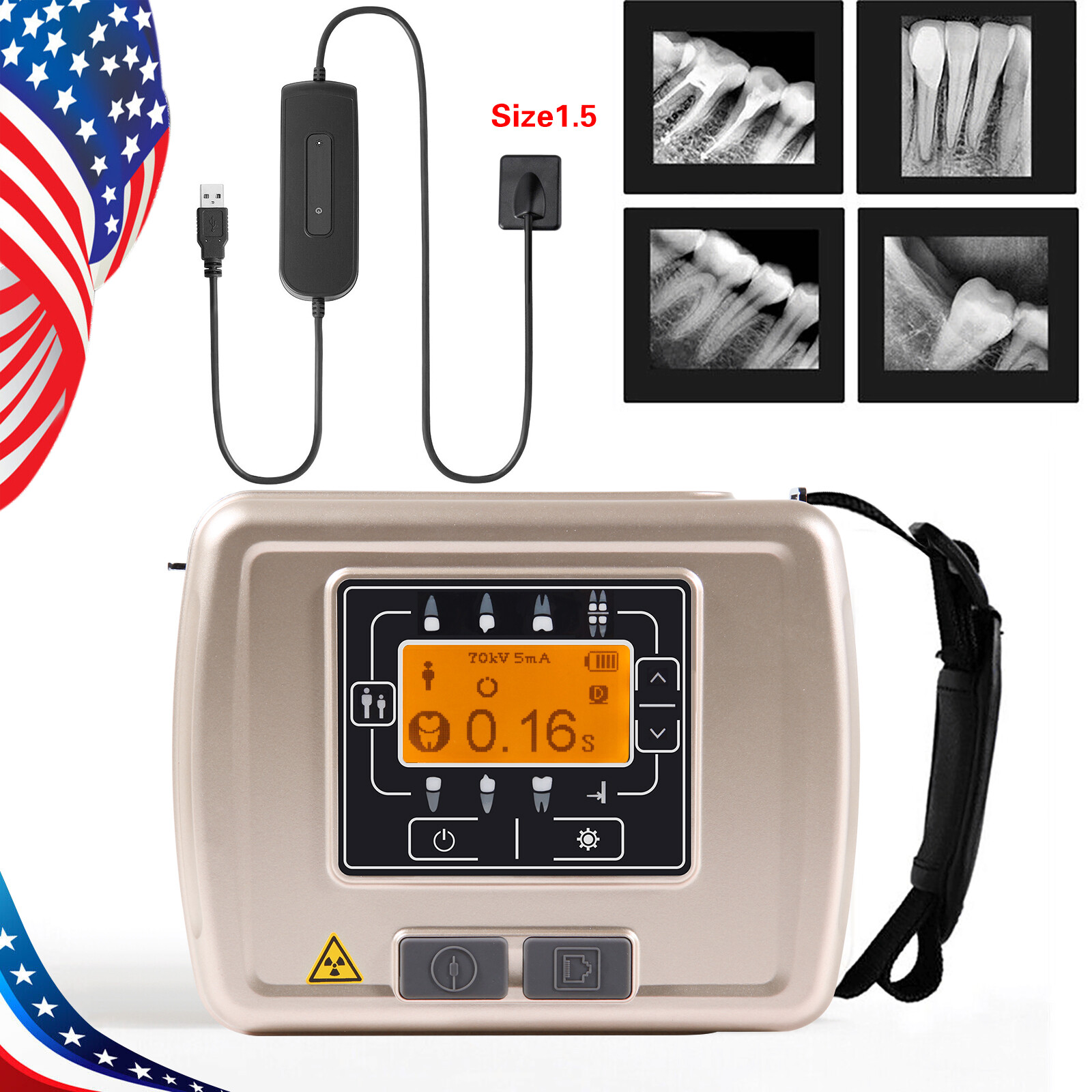Dental Digital X-Ray Unit Machine with Imaging System RVG X-Ray Sensor Size 1.5