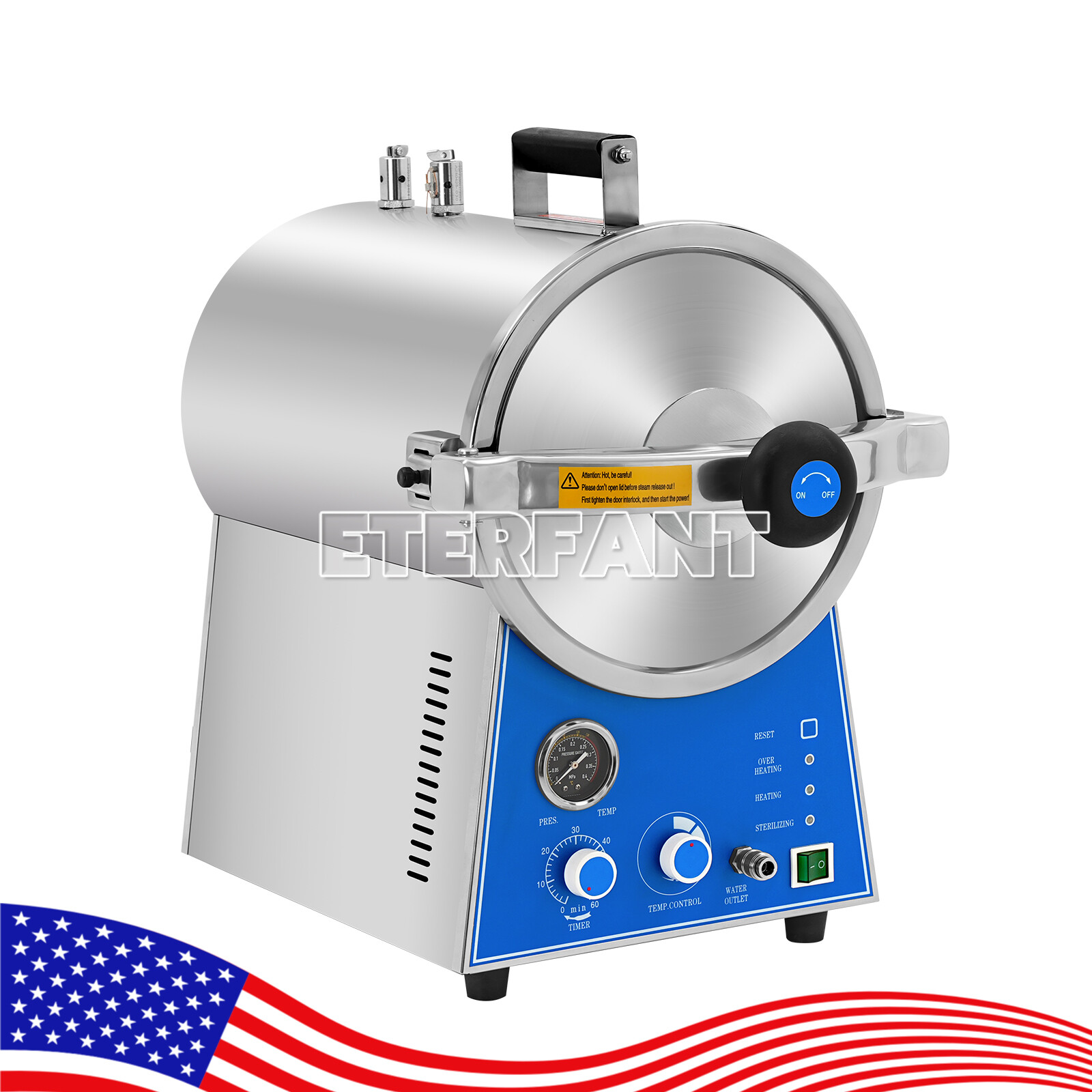 ETERFANT 24L Dental Autoclave Steam Sterilizer/27L Surgical UV Sterilizer+Trays