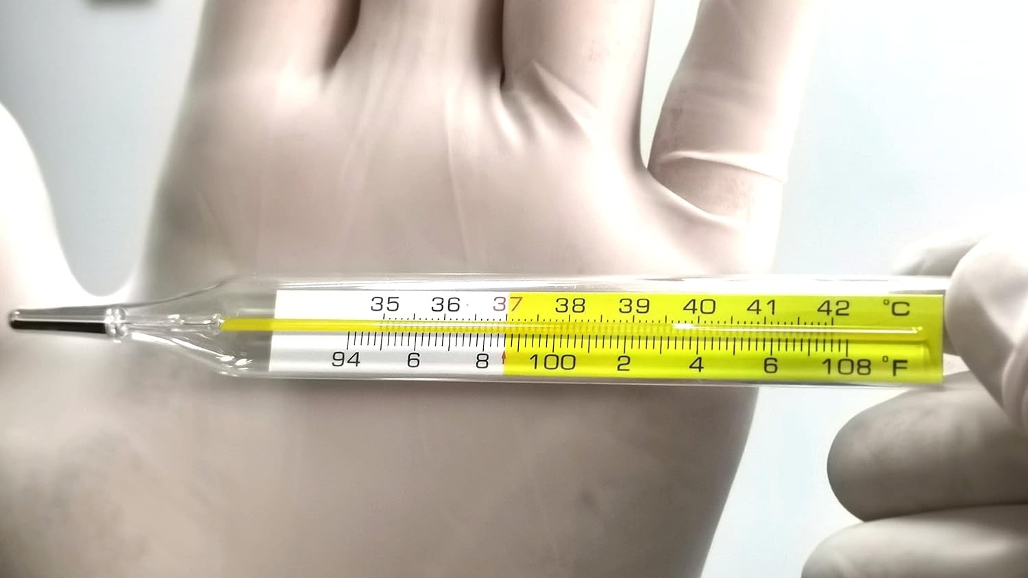 2pcs Glass Thermometer Mercury Free Clinlic White, Yellow