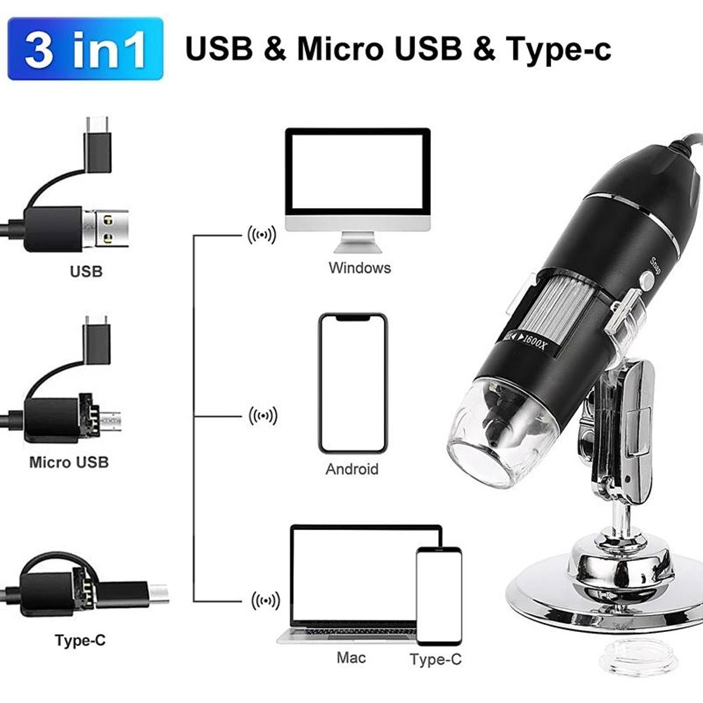 8LED 1600X Zoom HD USB Microscope Digital Magnifier Endoscope Video Camera US