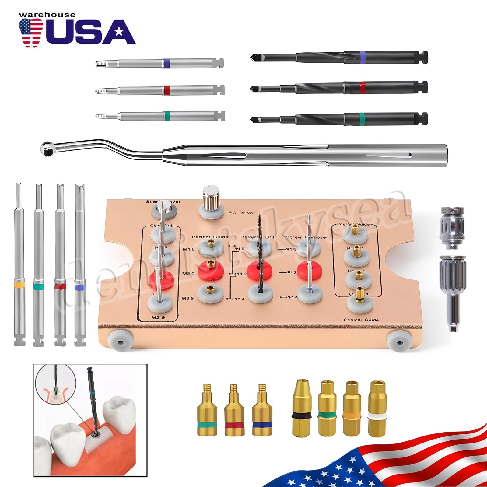 Dental Universal Broken Screw Removal Kit Implant Screw Remover Tool Instrument