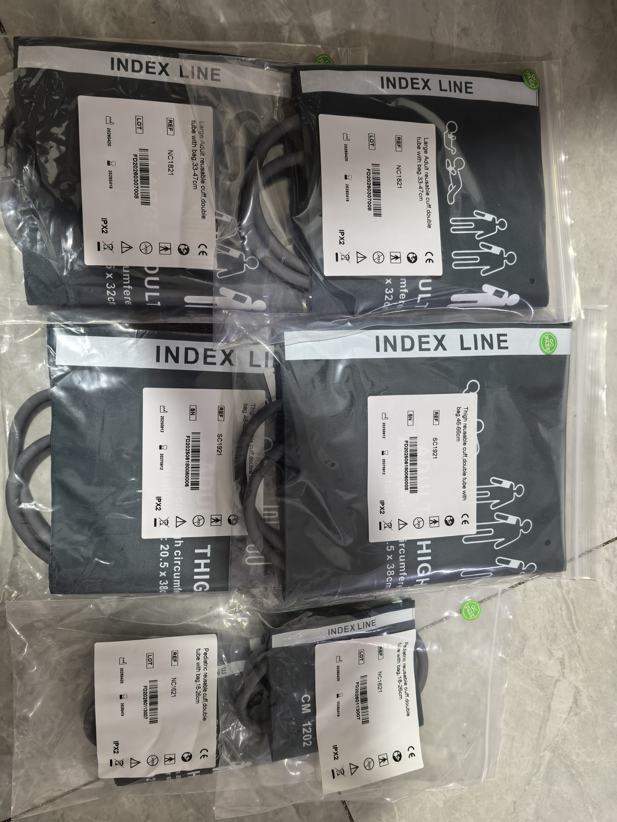 Double tube Cuff 6pcs Replacement NIBP Blood Pressure Cuff for Patient Monitor