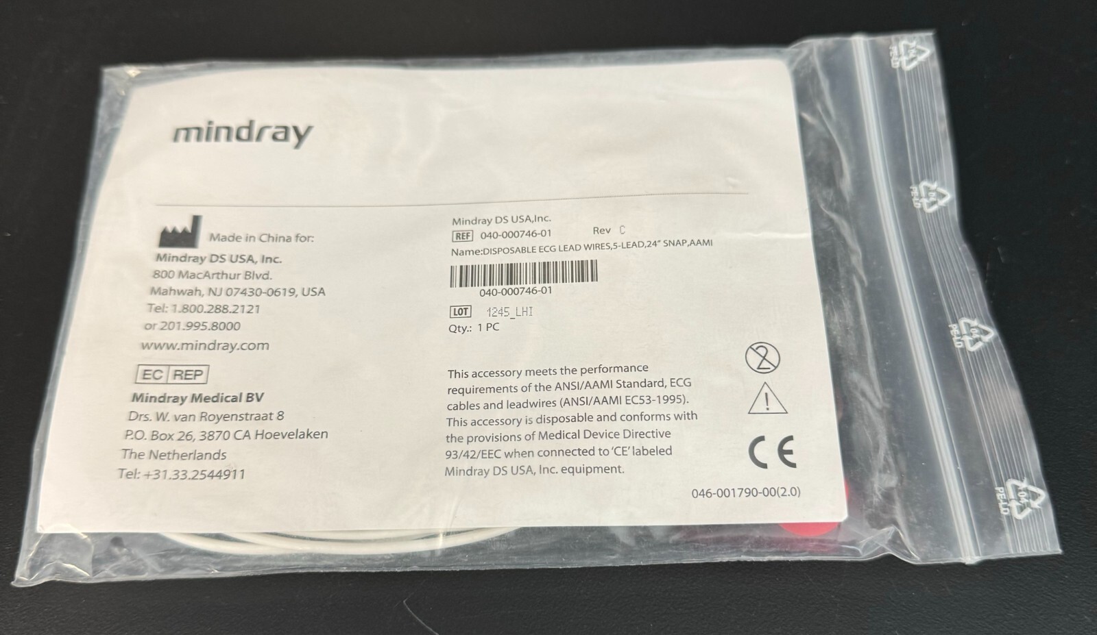 Mindray 040-000746-01 Original ECG Snap 5 Leads – Same Day Shipping