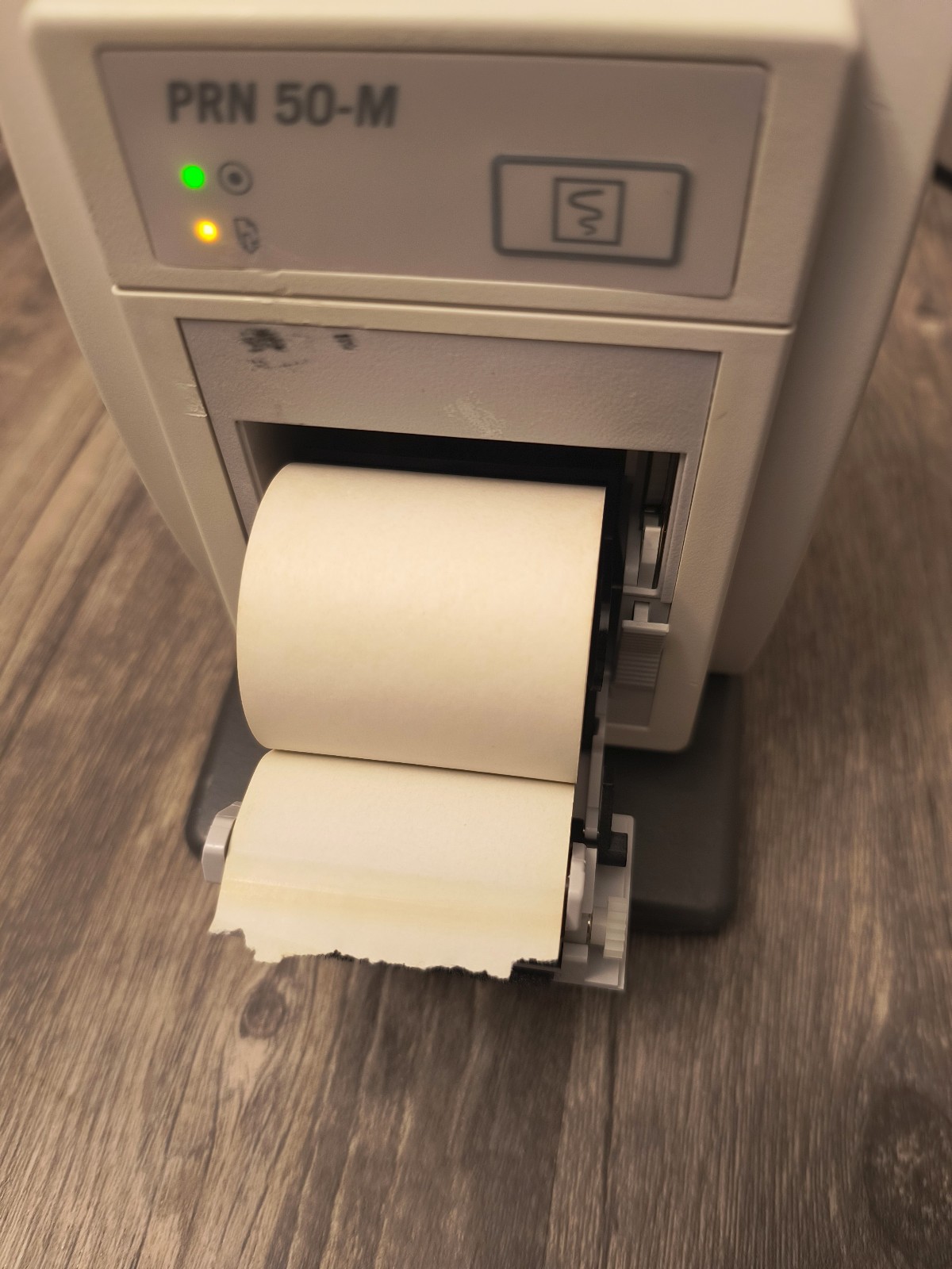 GE PRN 50‑M Thermal Recorder Printer Powers on + Mount & Paper & Power Cable