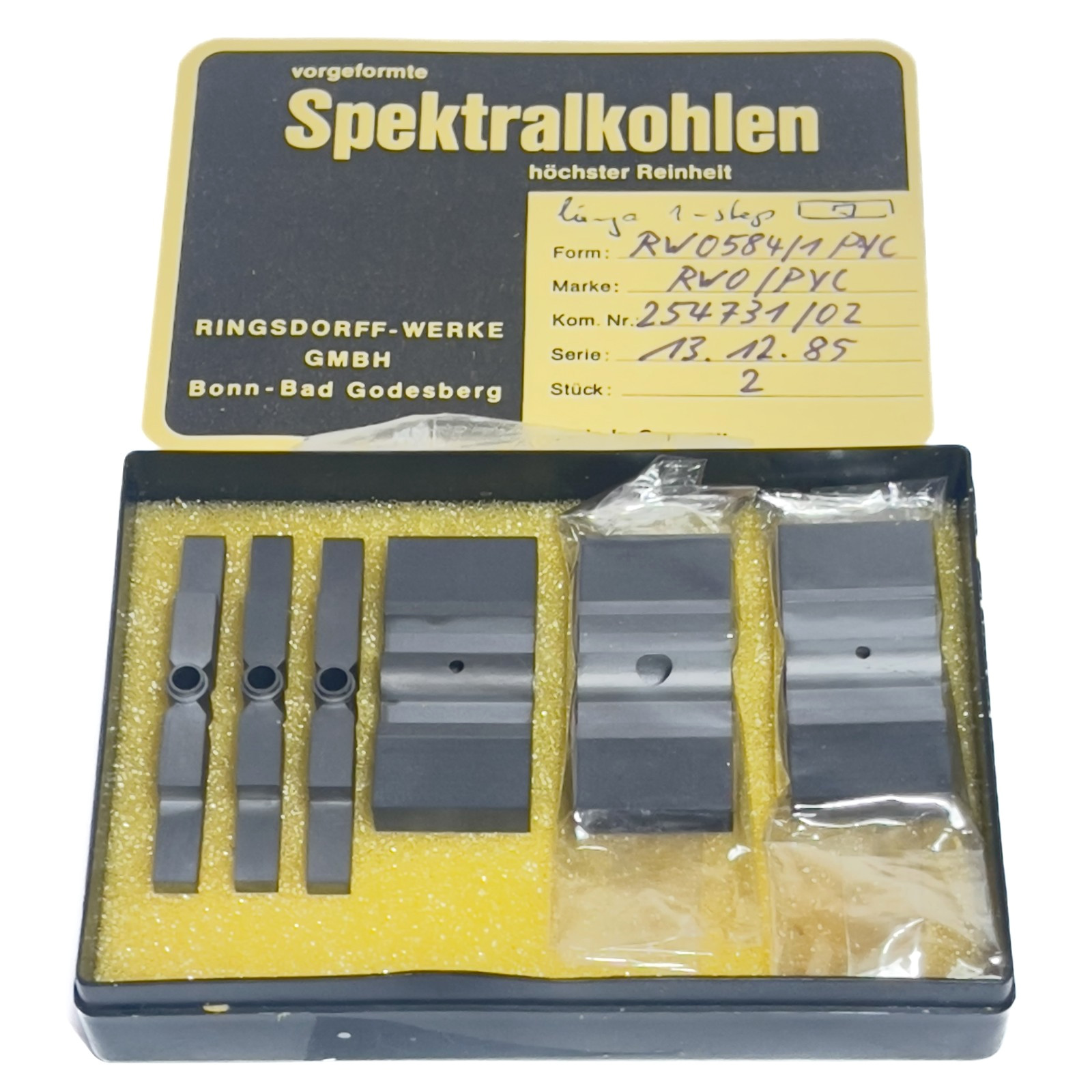 Ringsdorff Graphite Tubes and Cups Set RW0584/1-PYC RWO/PYC 2-Step AAS 6 pcs NOS