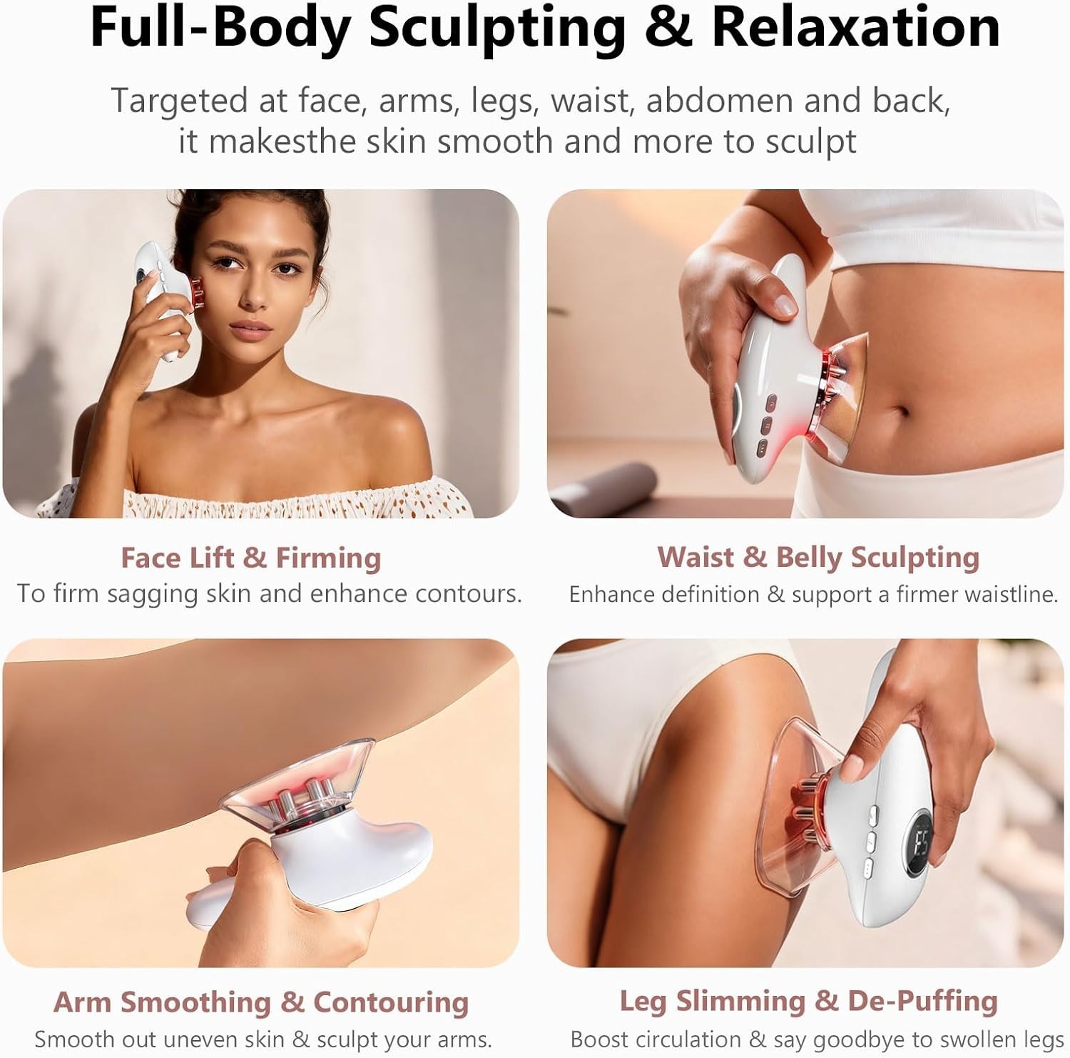 4-in-1 Body Sculpting Machine: Cellulite Remover & Cupping Therapy Tool Beige