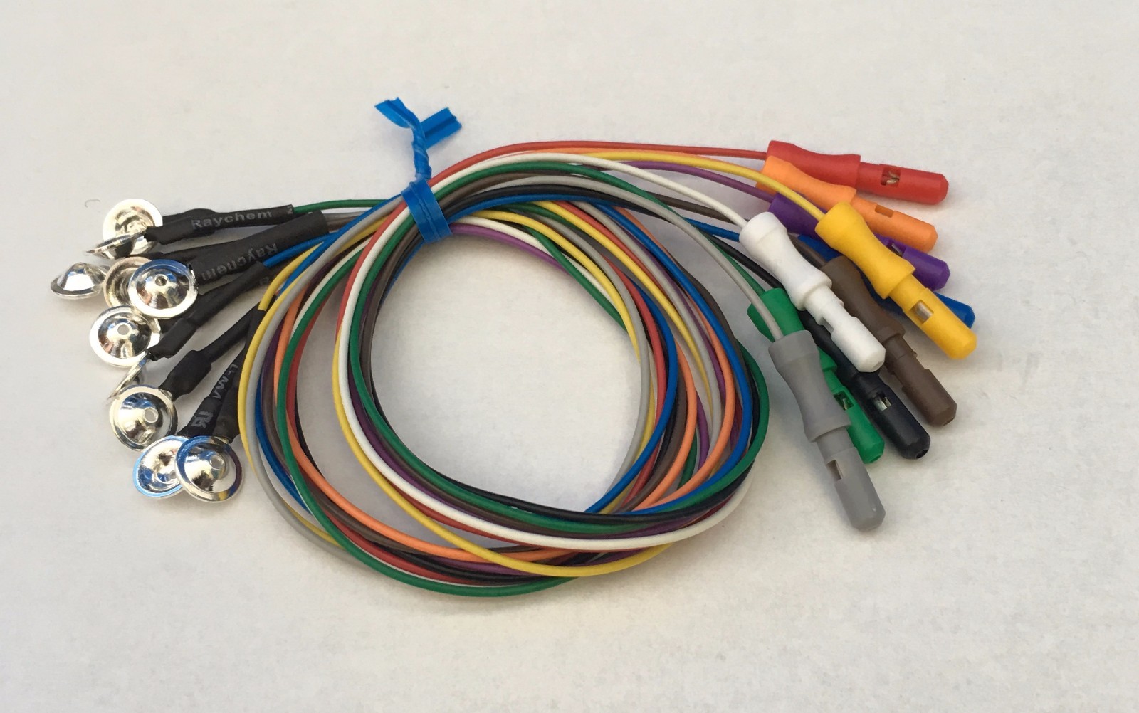EEG Silver Cup Electrodes 18 Inch Wire With 1.5 DIN Plug 10 Pack