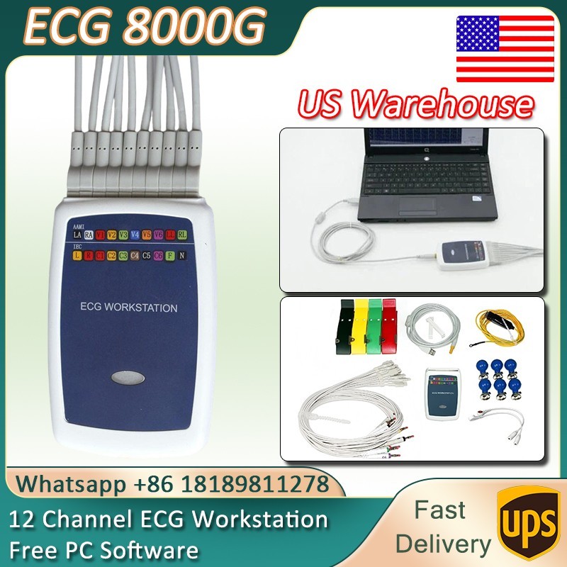 US Stock ECG Workstation 12 Lead Resting EKG Recorder Free PC Software
