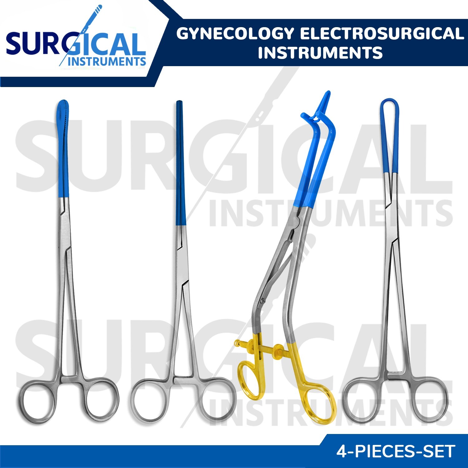 4 Pcs Blue Coated Gynecology Electrosurgical Instruments Set German Grade