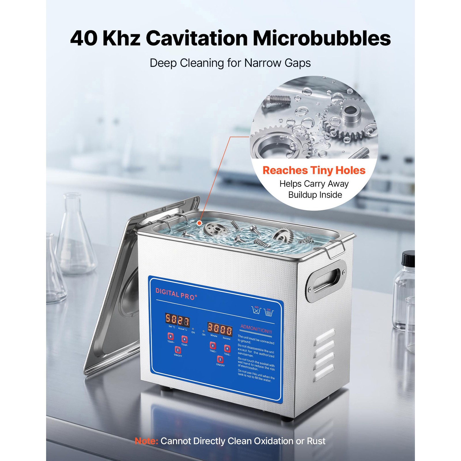 Uimoso 3L Ultrasonic Cleaner 40kHz for Jewelry and Small Parts Cleaning