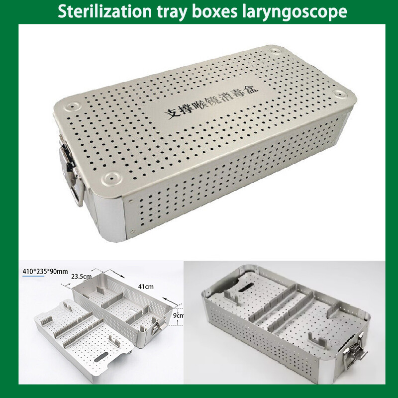 Aluminum alloy laryngoscope sterilization tray box instrument box 410mm*235*90mm