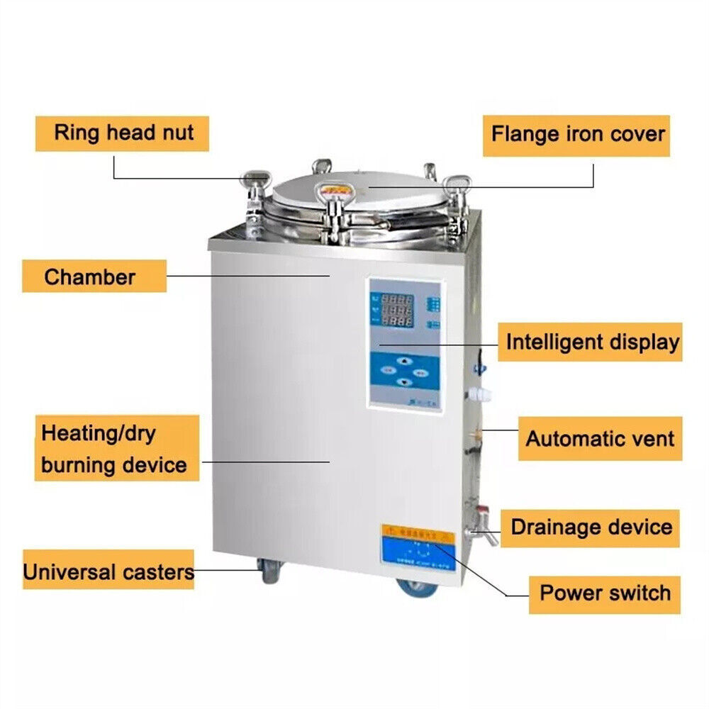 100L Pressure Sterilizer Automation Dental Autoclave Lab Steam Sterilizer 220V