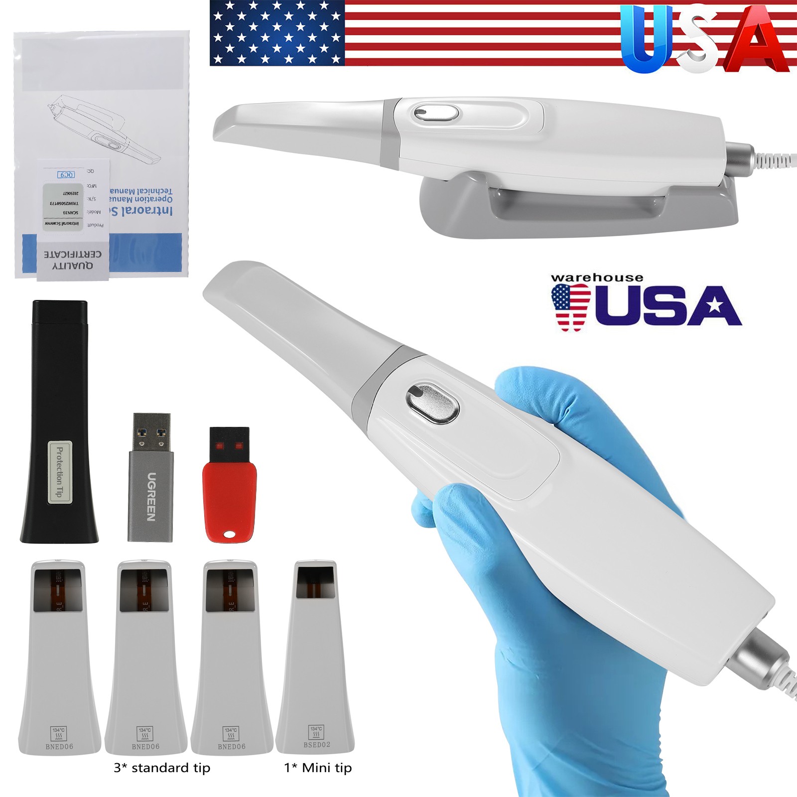 NSK Style Dental LED E-generator Fiber Optic High Speed Handpiece 4 Hole Turbine