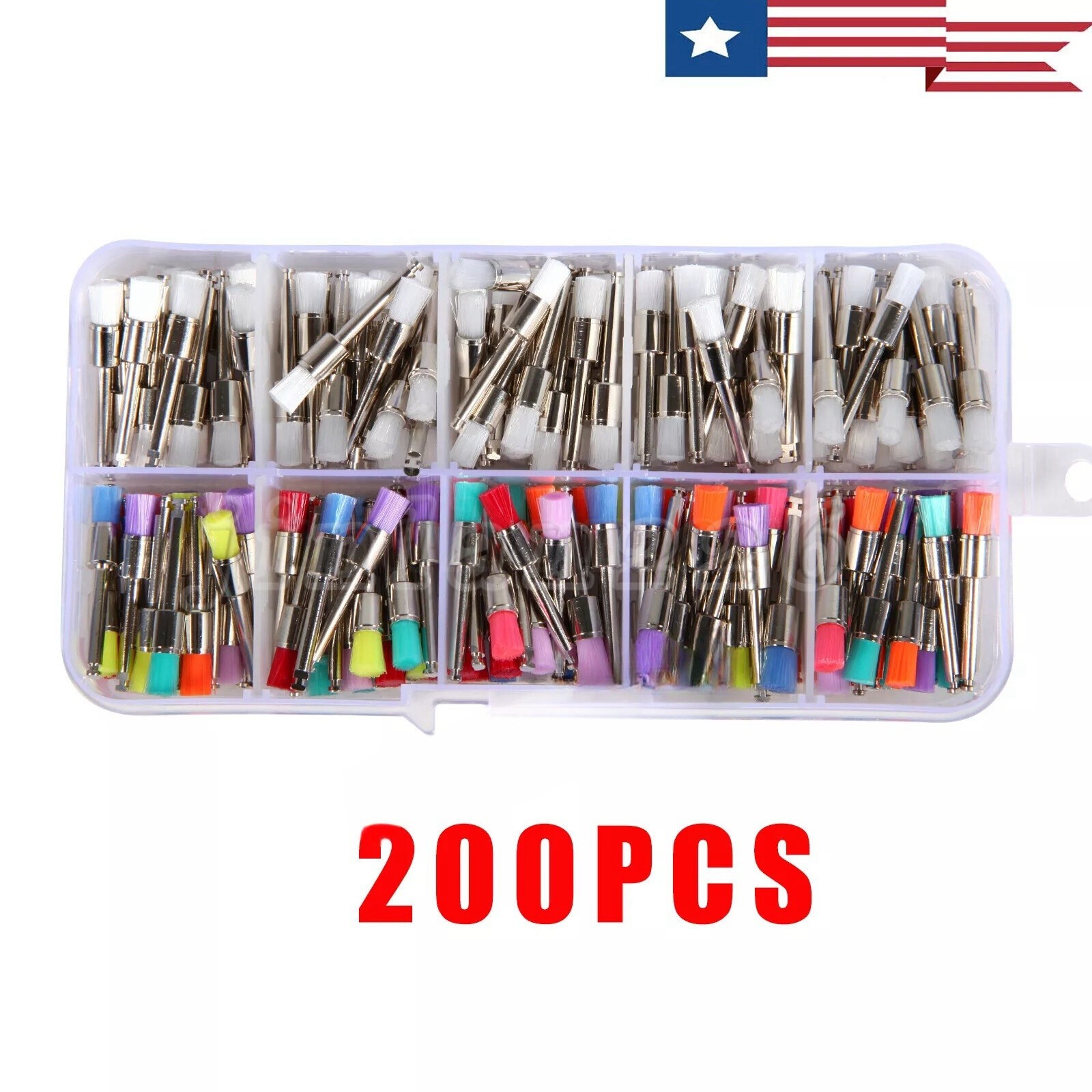 200Pcs Dental Lab Nylon Materials Closure Small Prophylaxis Brushes For Dentists