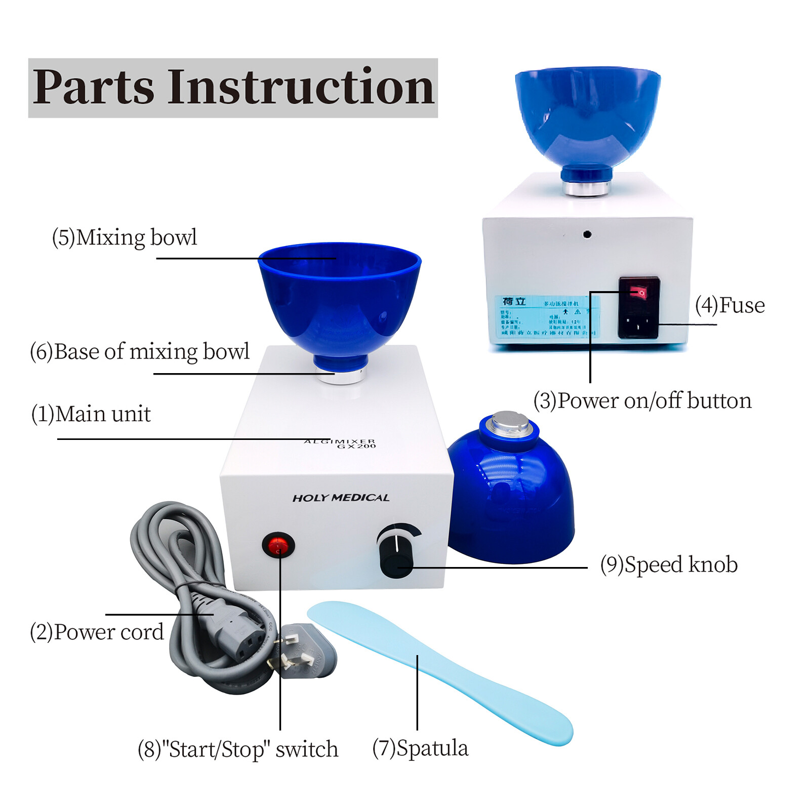 GX200 Dental Lab Impression Material Alginate Mixer Manual Switch Plaster Mixer