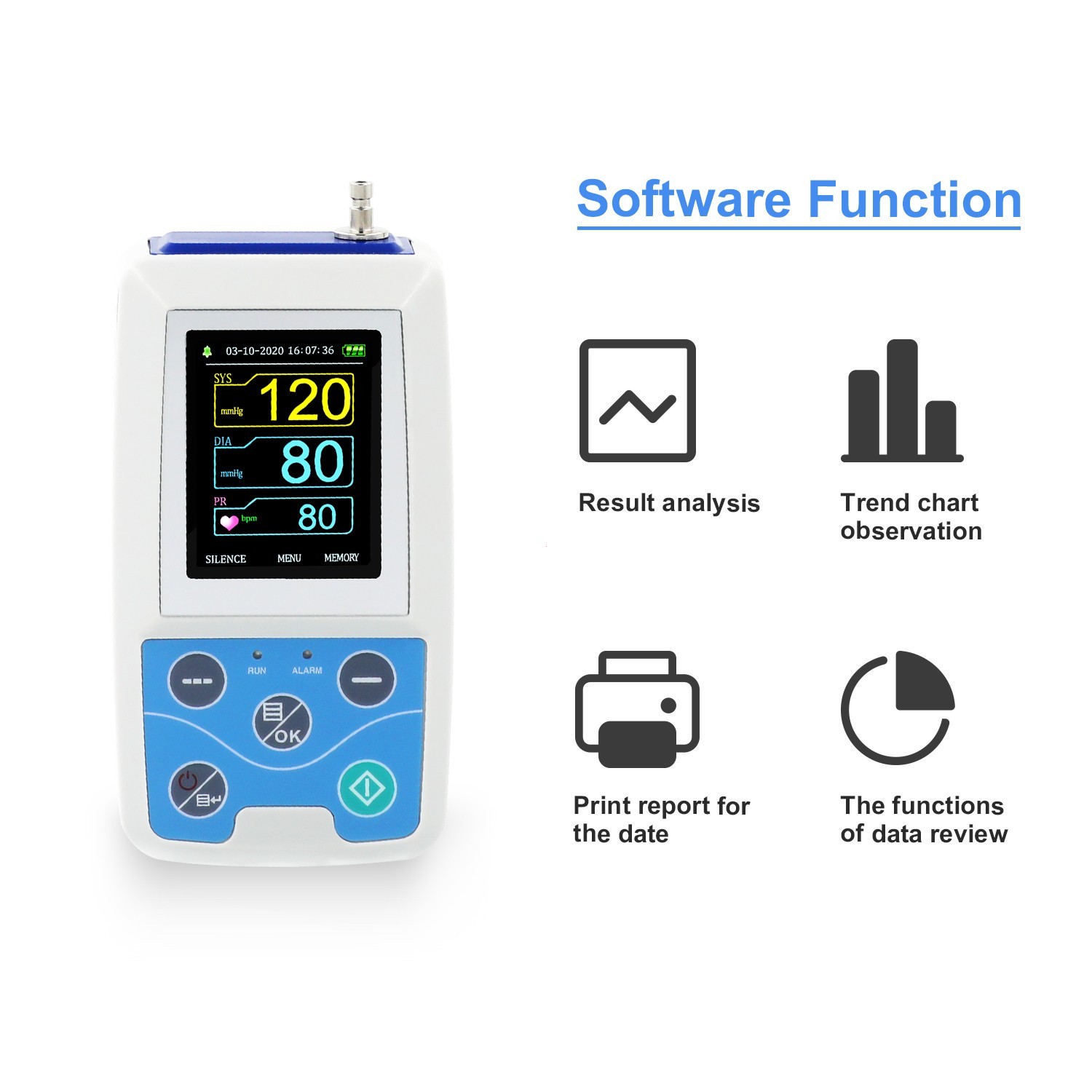 24Hour Ambulatory Blood Pressure Monitor w/Adult Cuff–Portable Holter BP Machine