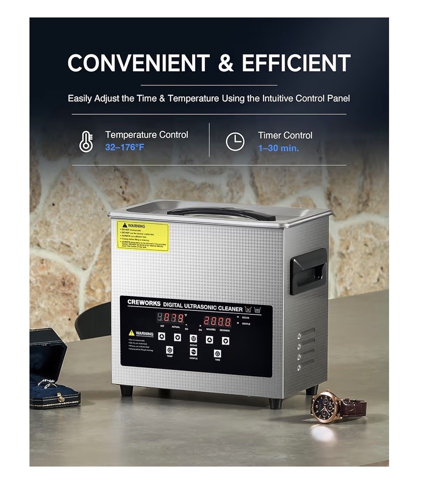 CREWORKS 3L Ultrasonic Cleaner with Timer Heating Machine Sonic Cleaner