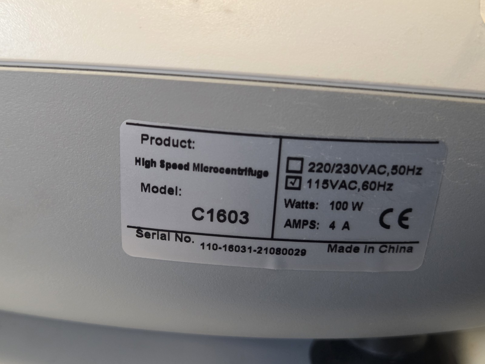 VWR C1603 High Speed Microcentrifuge 15,500 RPM Centrifuge w/ Rotor & Lid