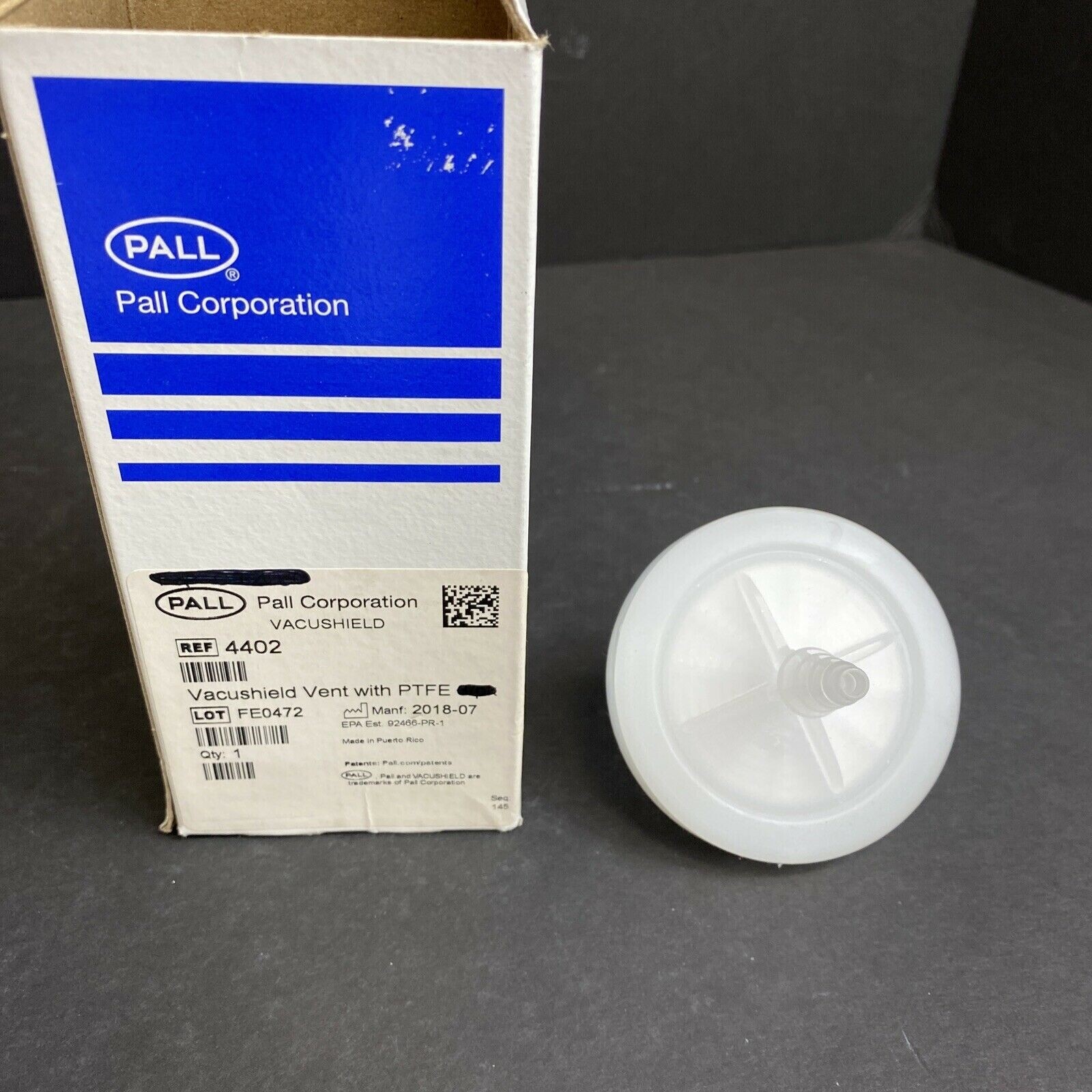 Pall Vent Filter Vacushield 0.2 um Pore 50 mm Hose Barb Box of 3 Filters