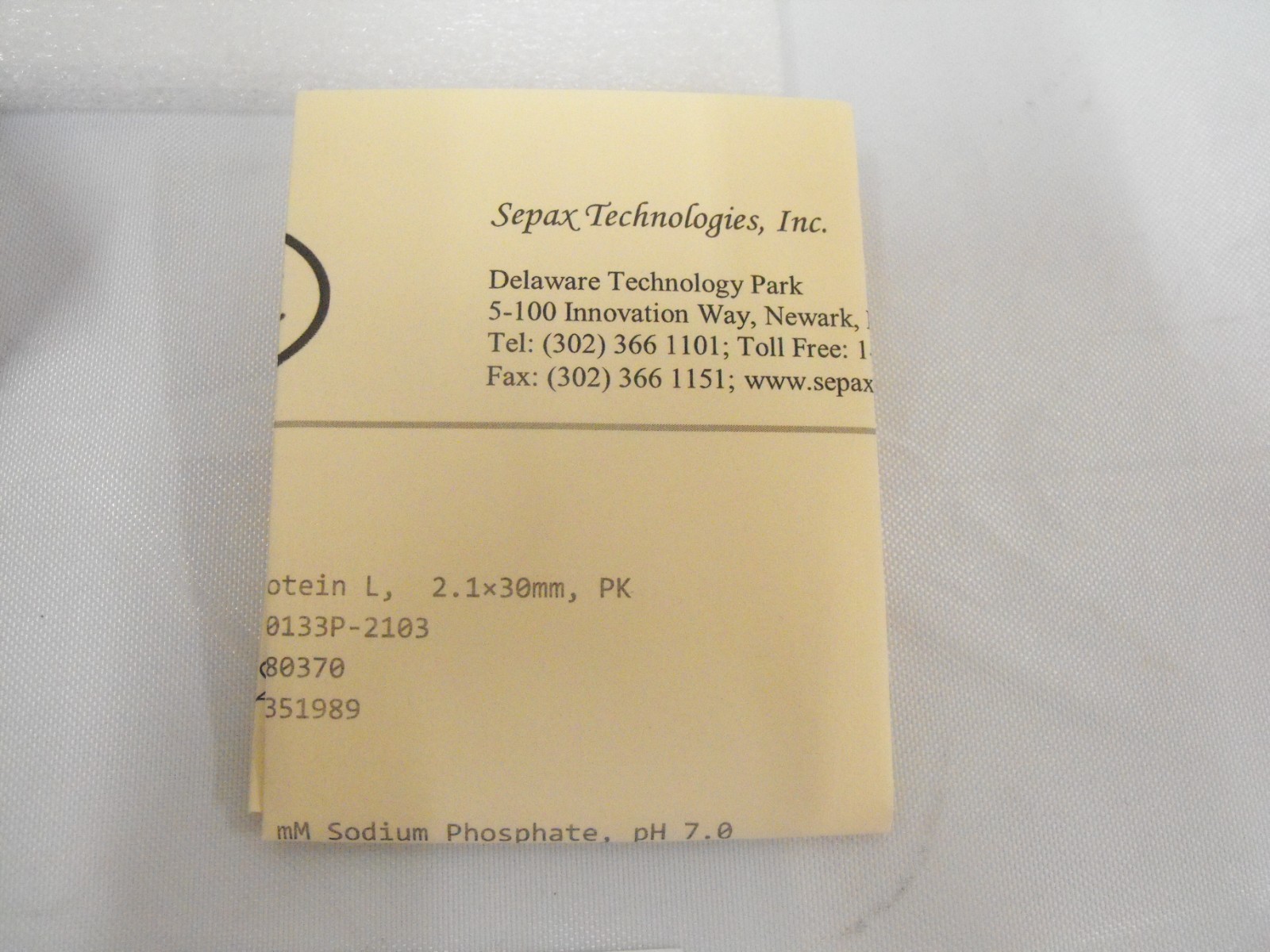 Sepax Zenix SEC-150 Column #213150-7805, 3µm, 7.8 x 50mm, 2021 exp but unused