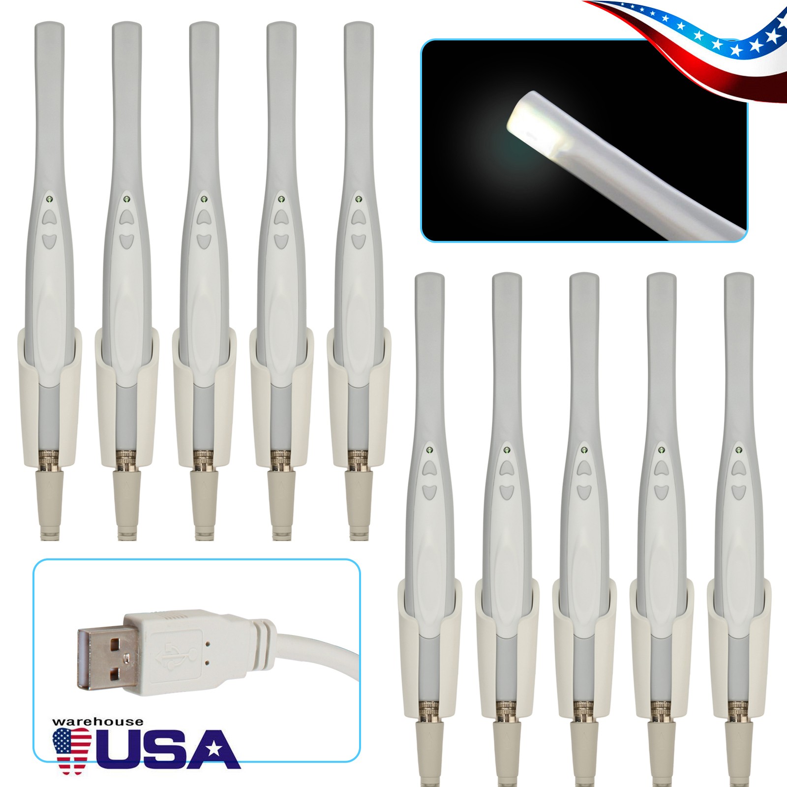 2 sets Dental USB Intraoral Camera Imaging Intra Oral Endoscope 6 LED Light