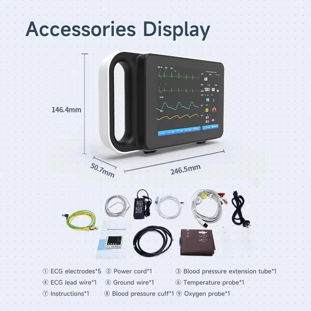 7 inch Touch Screen Portable 6 Parameter Human Use Patient vital signs Monitor