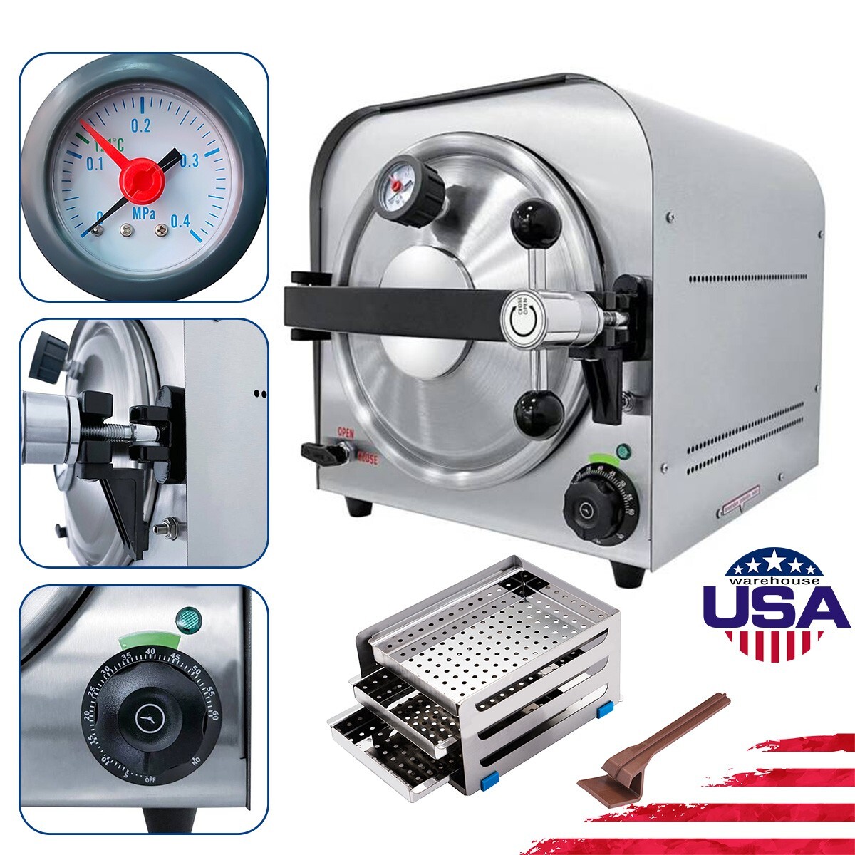 14L Dental Medical Class N Autoclave Vacuum Steam Sterilizer Lab Sterilization