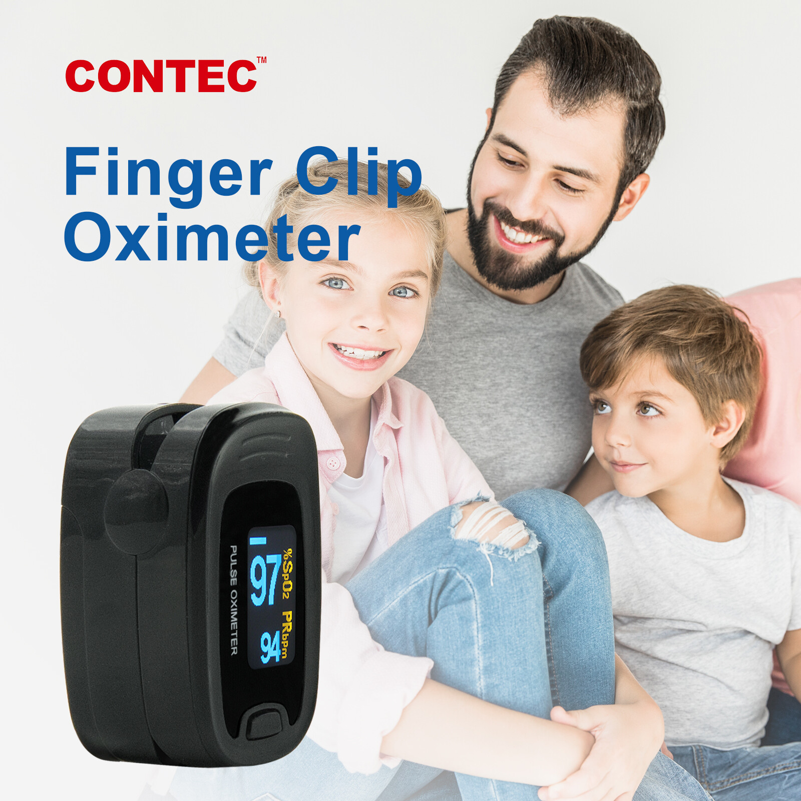 CONTEC Fingertip Pulse Oximeter,Blood Oxygen Spo2,Free Case,Lanyard,SPO2,PR USA